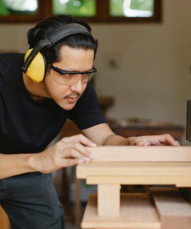 Man using a planer