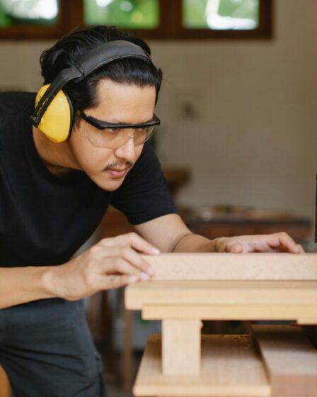 Man using a planer